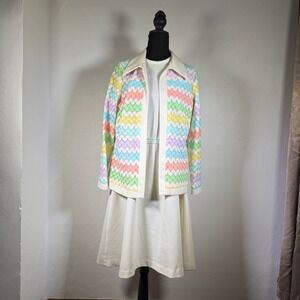 Vintage 1970s Montgomery Ward Dress +‎ Jacket Set Womens Medium MCM 70s